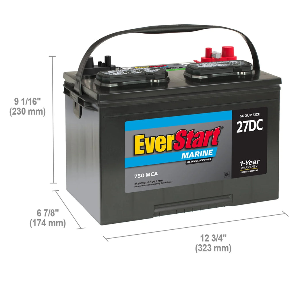Lead Acid Marine & RV Deep Cycle Battery Group Size 27DC 12 Volt 750 MCA K559