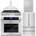 5-Piece Stainless Steel Appliance Package with Gas Rangetop, Range Hood, Refrigerator, Dishwasher and Wall Oven P230