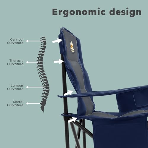 Oversized 2 Pack Heavy Duty Folding Camp Chair with Carry Bag, Cooler, Cup Holder Black M8645