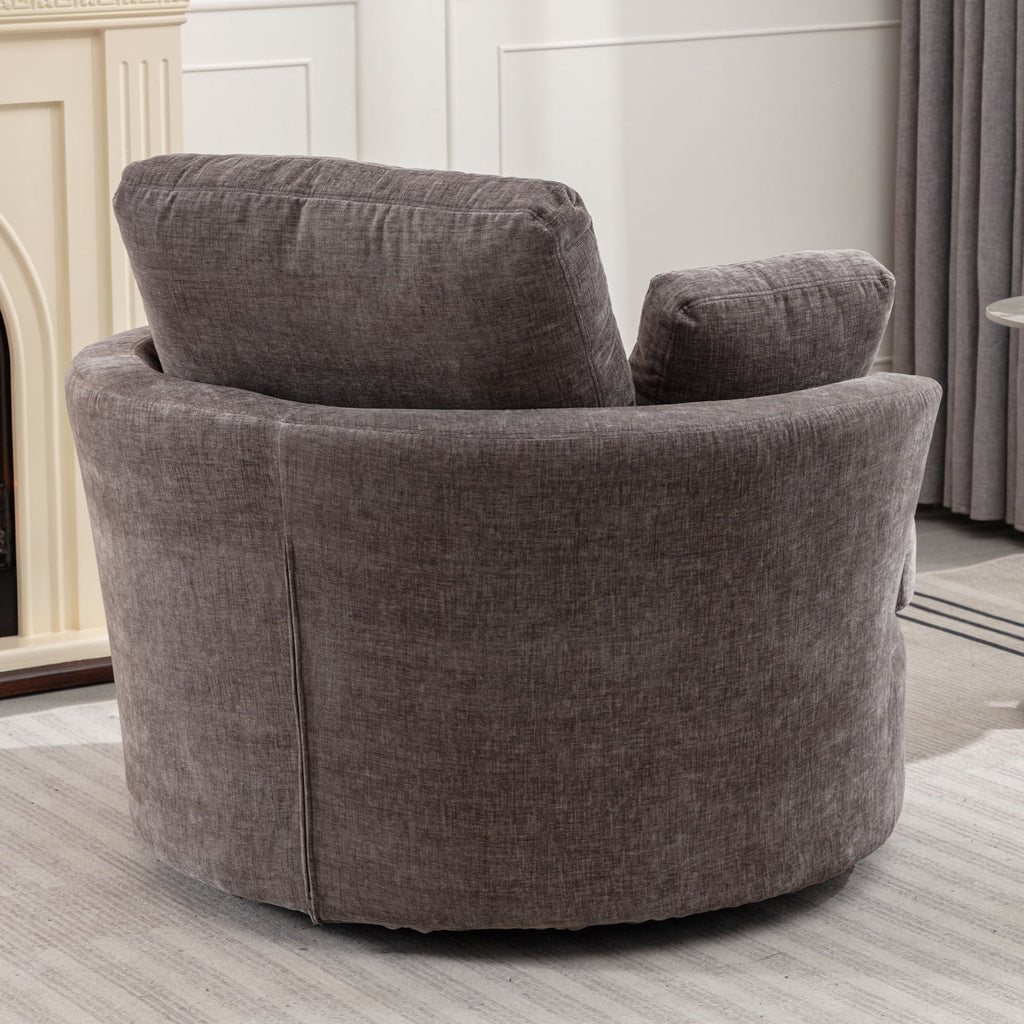 Oversized Round Swivel Accent Chair with 3 Pillows C590534