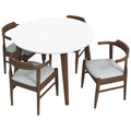 White Solid Wood Dining Table and Chairs for 4 R75844