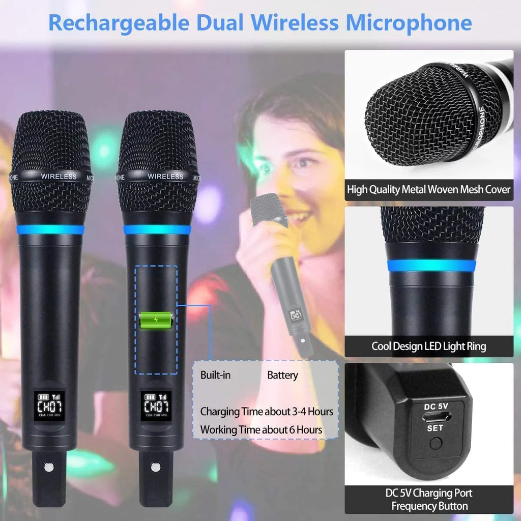 Rechargeable Wireless Microphone System with Bluetooth Receiver J806