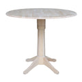 42" Round Solid Wood Dual Drop Leaf Pedestal Table I27949