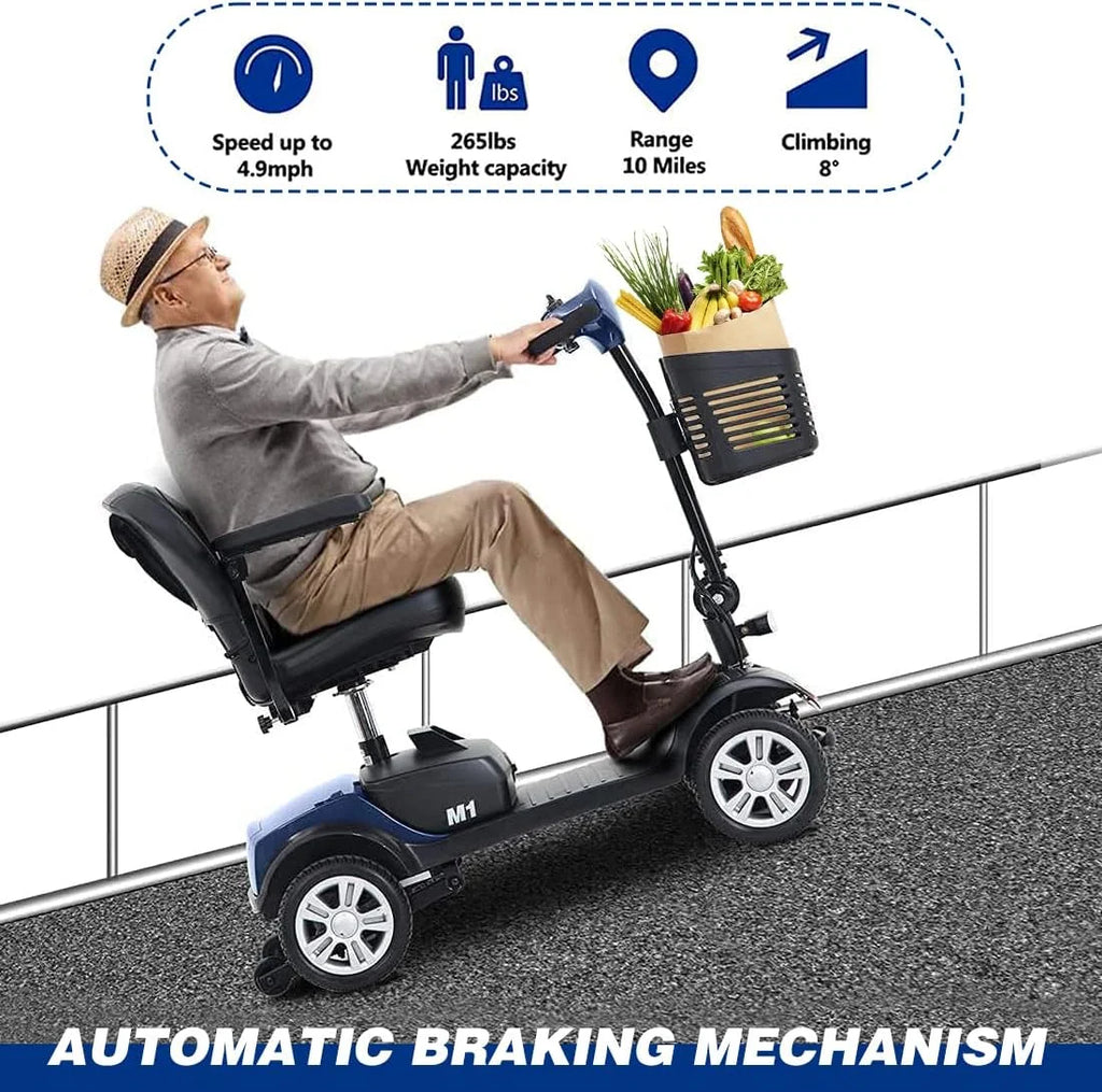 Blue Foldable 4 Wheel Mobility Scooter M360
