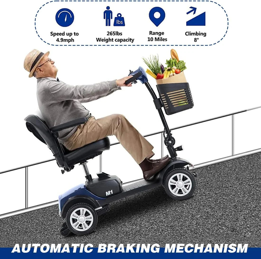 Blue Foldable 4 Wheel Mobility Scooter M360