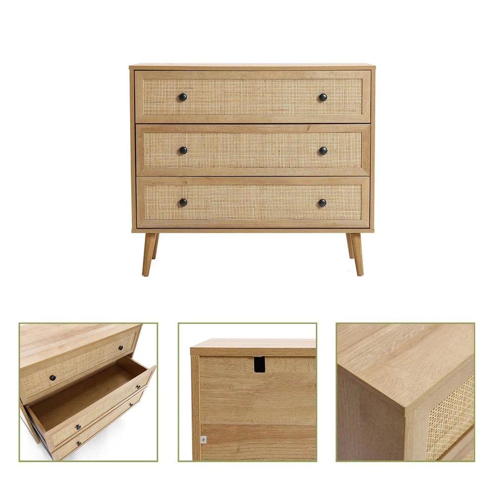 Light Oak Finish 3-Drawer Wood Dresser F9916