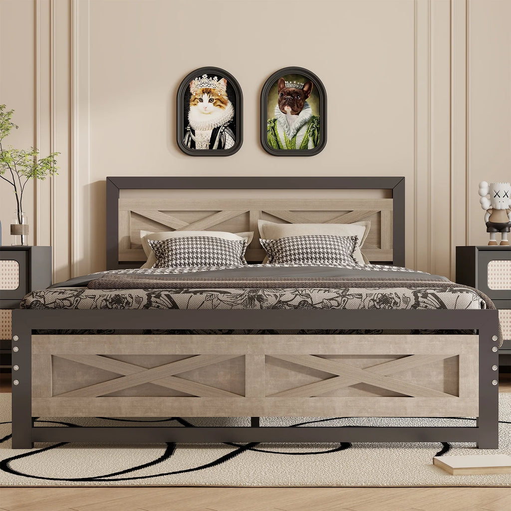 Platform Bed Frame with Headboard, Twin Size Bed K7098