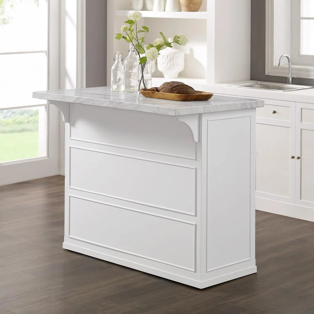 White MDF Wood Kitchen Island K8463