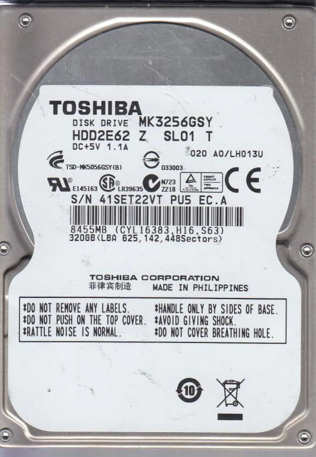 320GB SATA 2.5 Hard Drive P1709