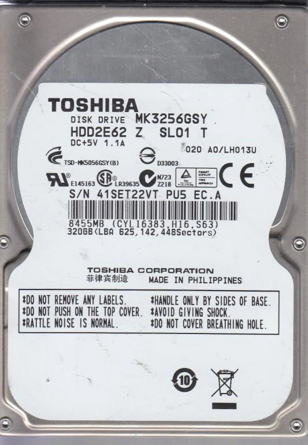 320GB SATA 2.5 Hard Drive P1709