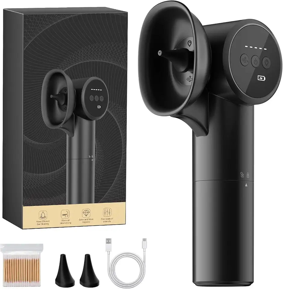 Ear Wax Removal with Dual Tank, Wash & Dry 2-in-1, 160ml*2 Large Capacity Tank & 5 Pressure Modes, Ear Cleaner Kit with USB-C Cable G42113