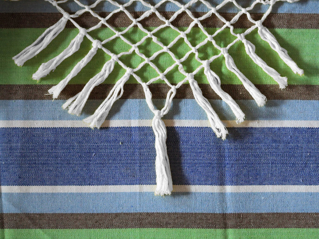 Blue and Green Brazilian Style Hammock Chair with Hanging Bar V51538