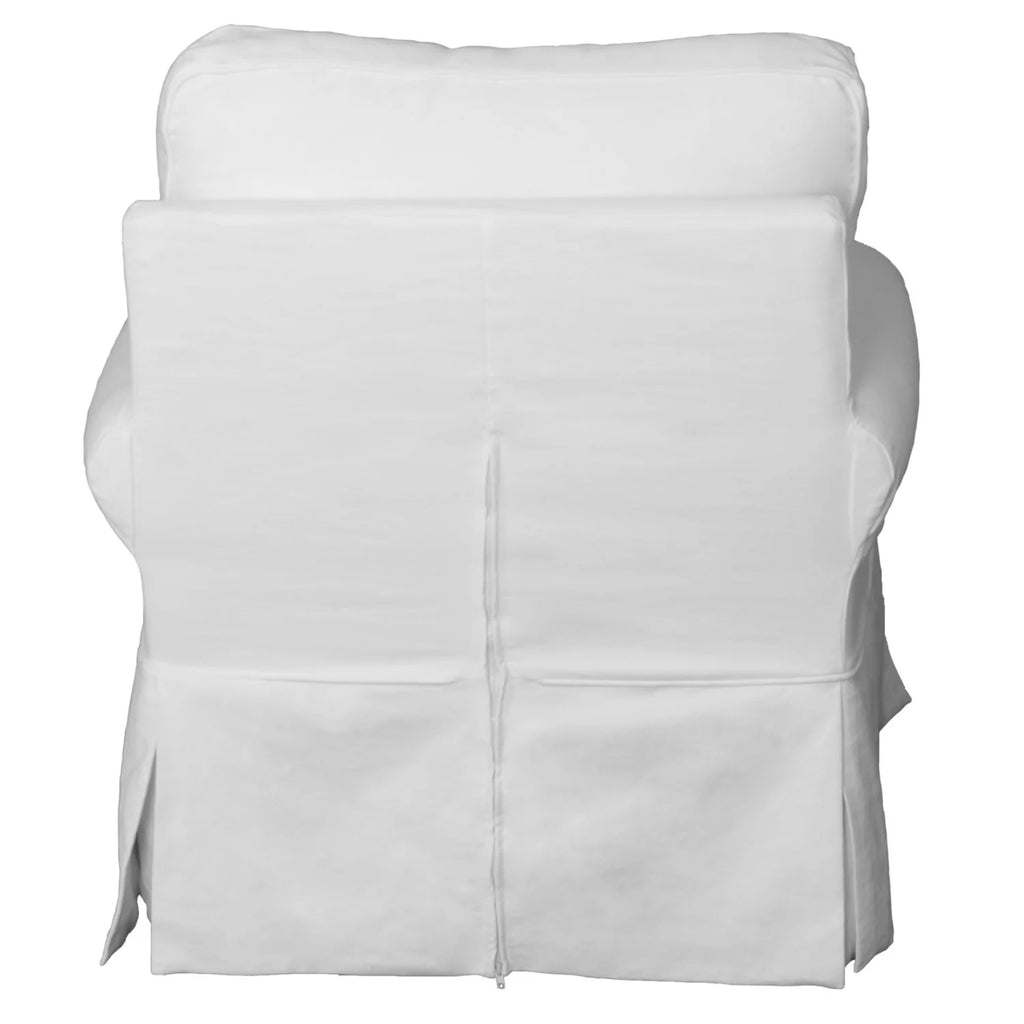 White Fabric Slipcover Swivel Rocking Chair & Ottoman G4878