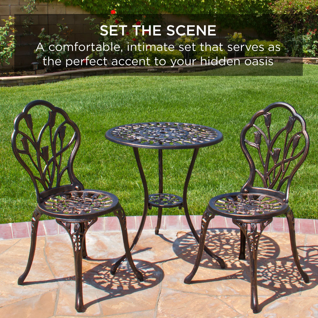 3-Piece Cast Aluminum Patio Bistro Furniture Set H812979