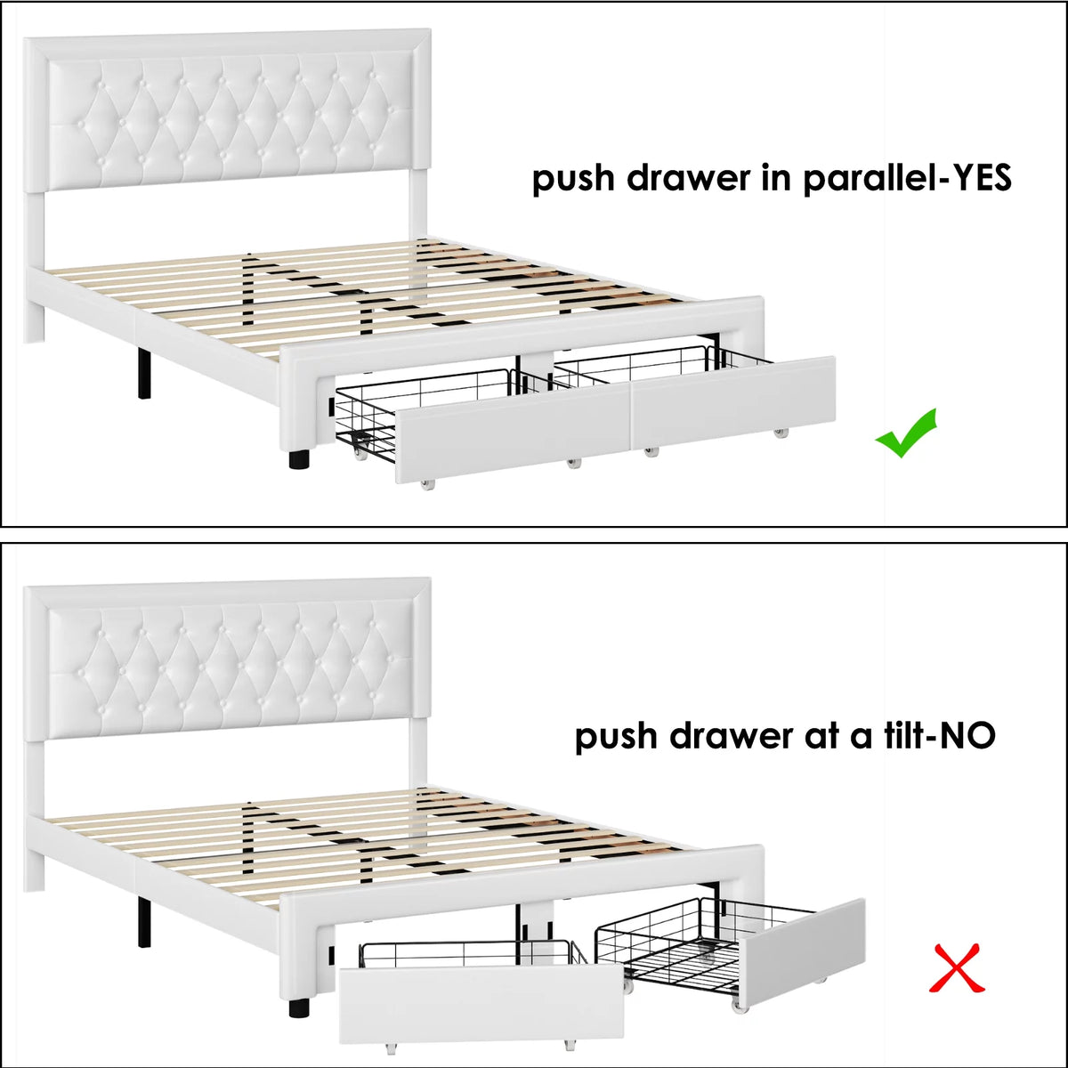Queen Size Black PU Leather Upholstered Platform Bed Frame R87609