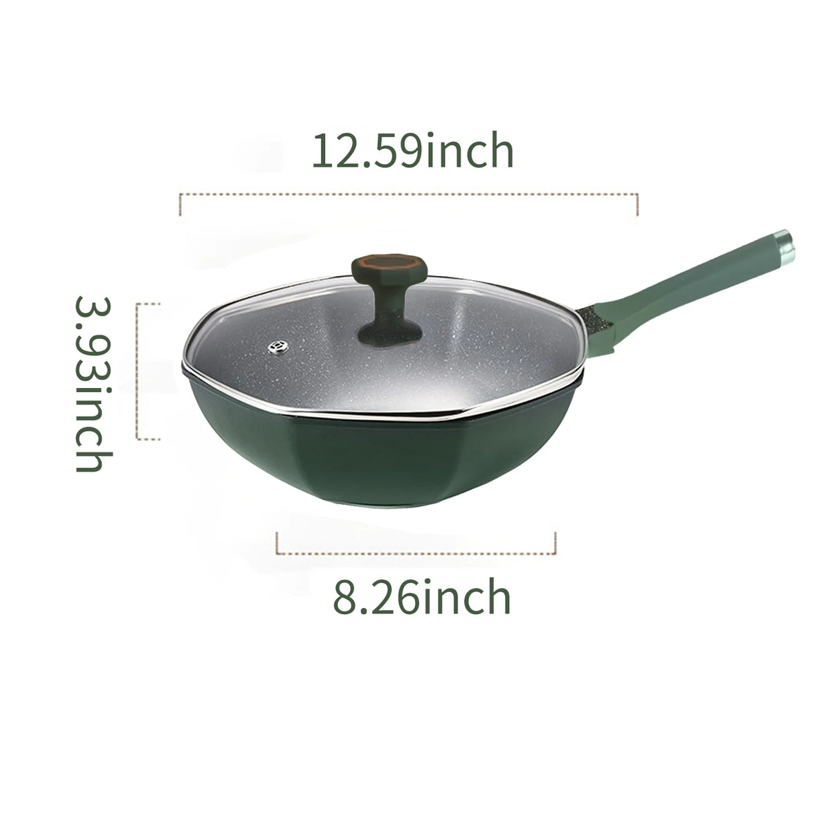 Non-stick Maifan Stone Octagonal Wok with Lid I571086
