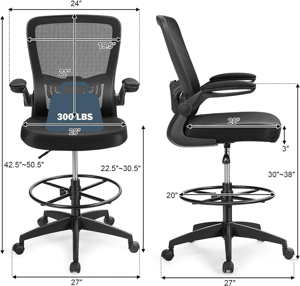 Black Ergonomic Tall Office Chair with Footrest Q595