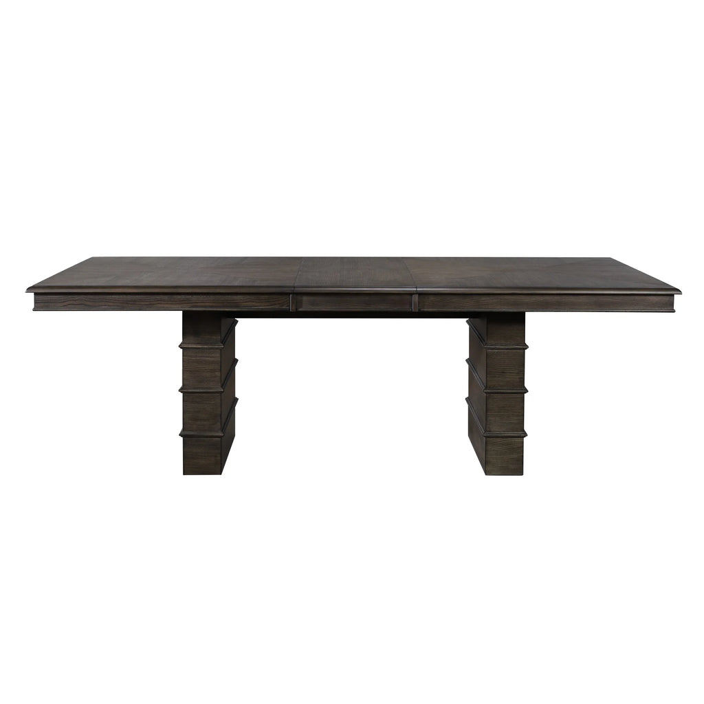 96" Rectangular Extendable Brown Solid Wood Dining Table O21503