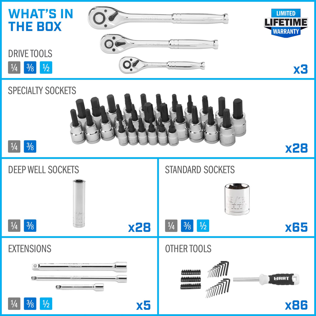 215-Piece Mechanics Tool Set Chrome Finish C973