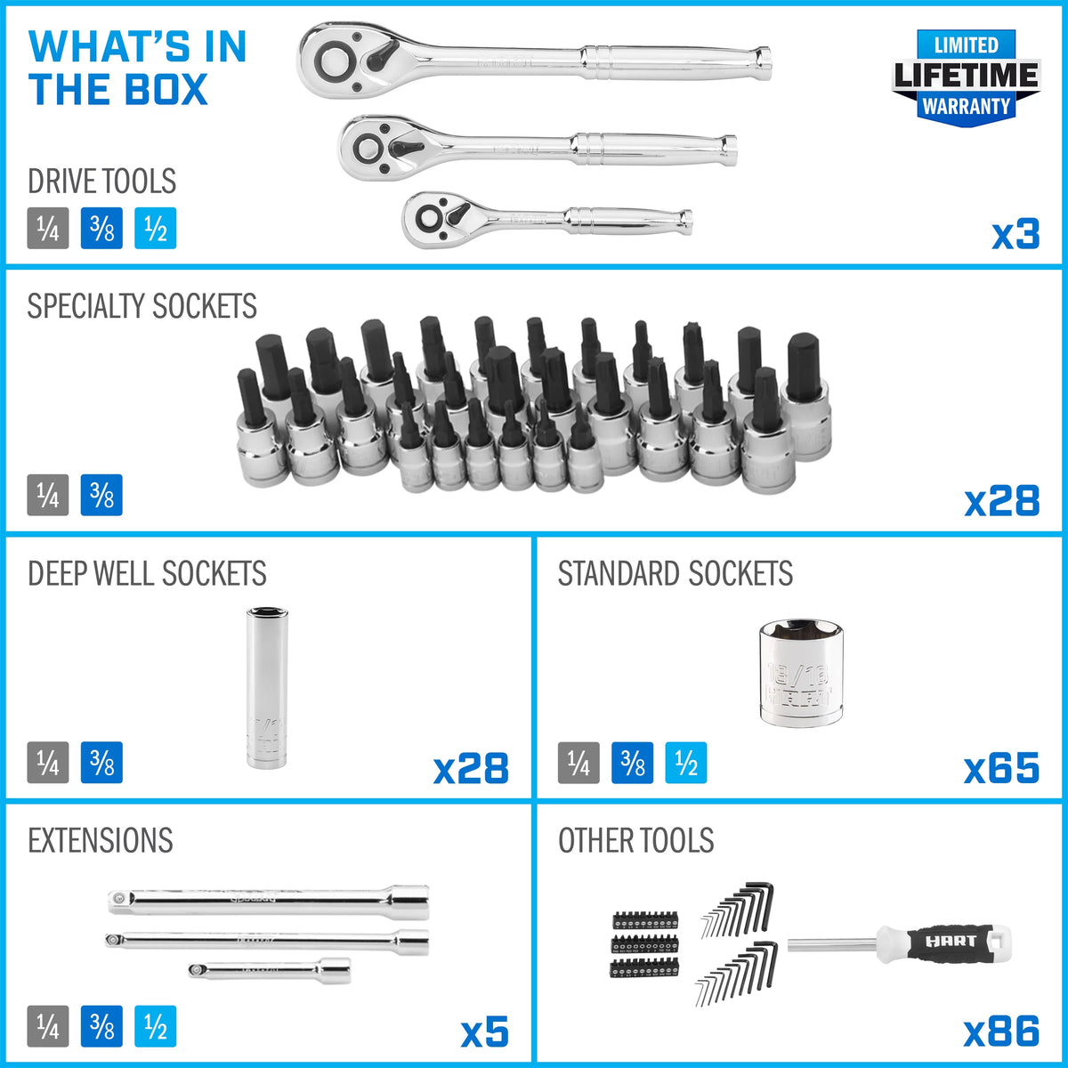 215-Piece Mechanics Tool Set Chrome Finish C973