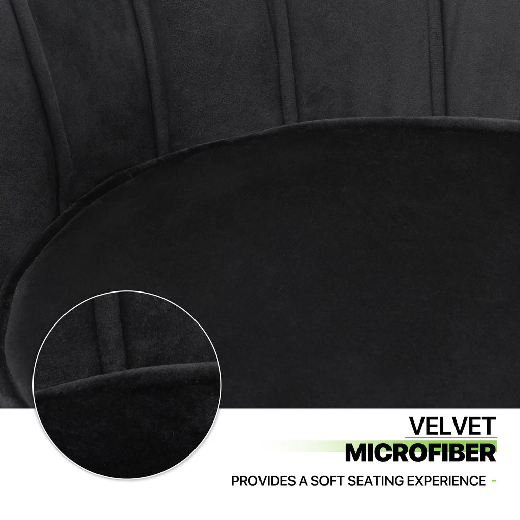 Black Velvet Tufted Accent Chair with Ottoman and Cushion V320589