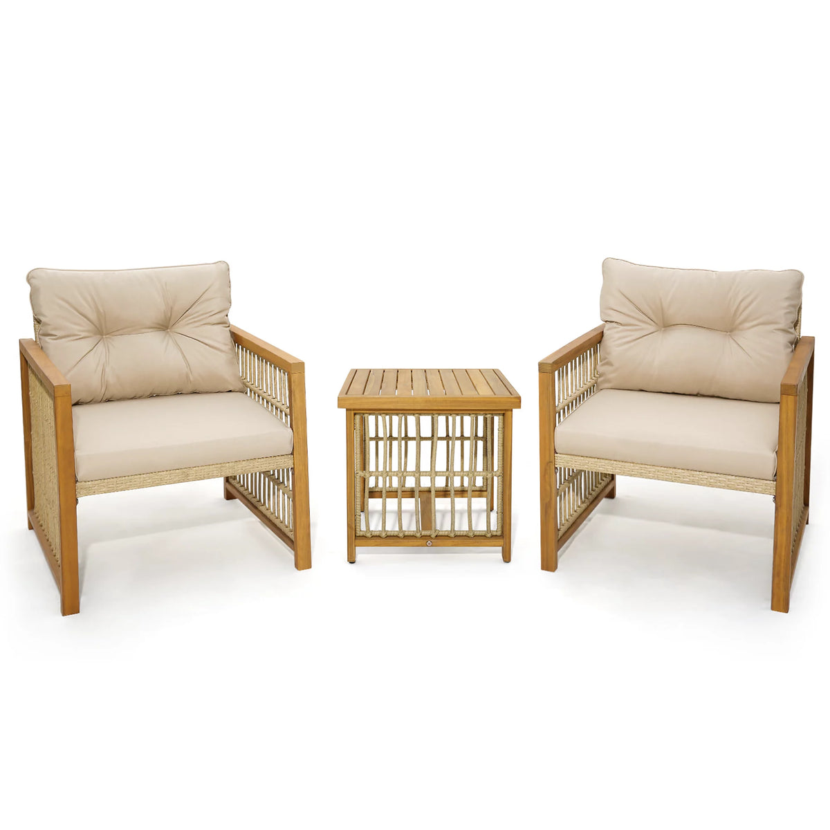 3 Pc PE Wicker Patio Conversation Set with Cushions H4350