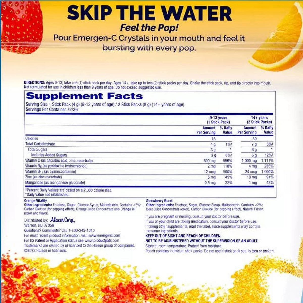 500 mg Vitamin C Crystals Orange & Strawberry 72 Ct D4136
