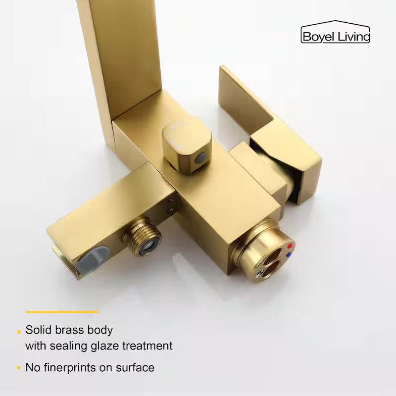 Freestanding Single Handle Bath Tub Filler Faucet with Handheld Shower in Brushed Gold S430555