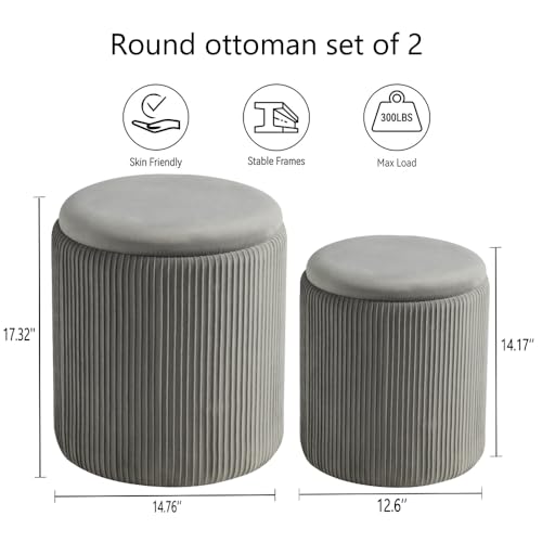 Set of 2 Upholstered Velvet Ottoman with Storage X8926