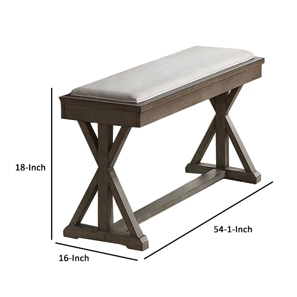 Padded Seat Dining Bench with Double Pedestal Base K1689