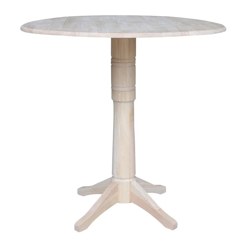 42" Round Solid Wood Dual Drop Leaf Pedestal Table I27949