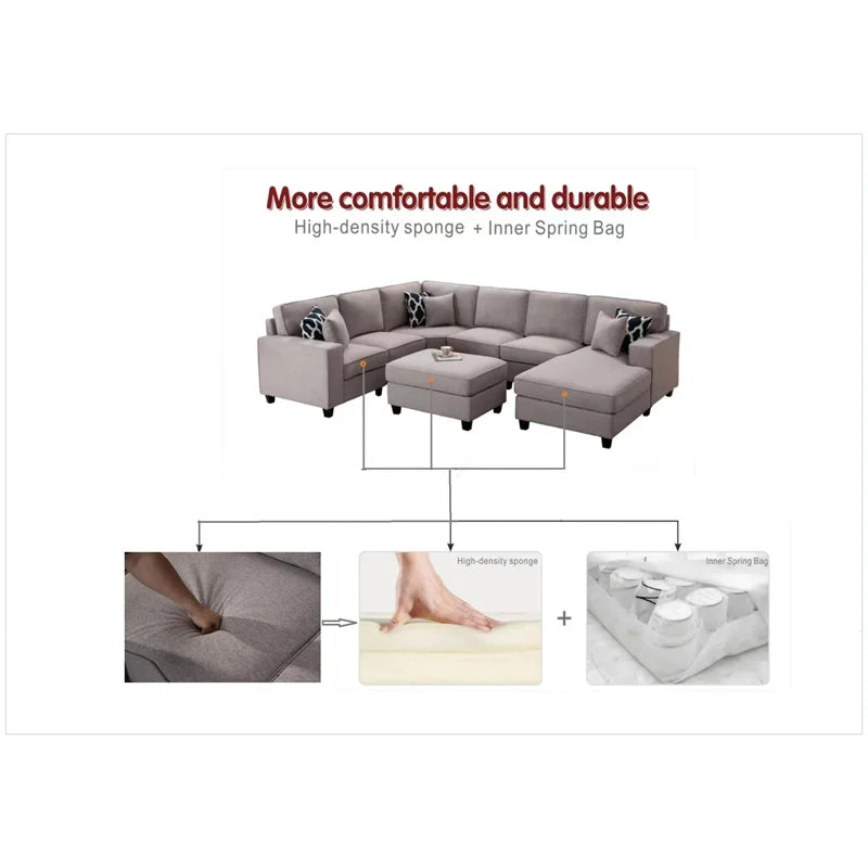 Fabric Reversible Sectional Sofa D21537