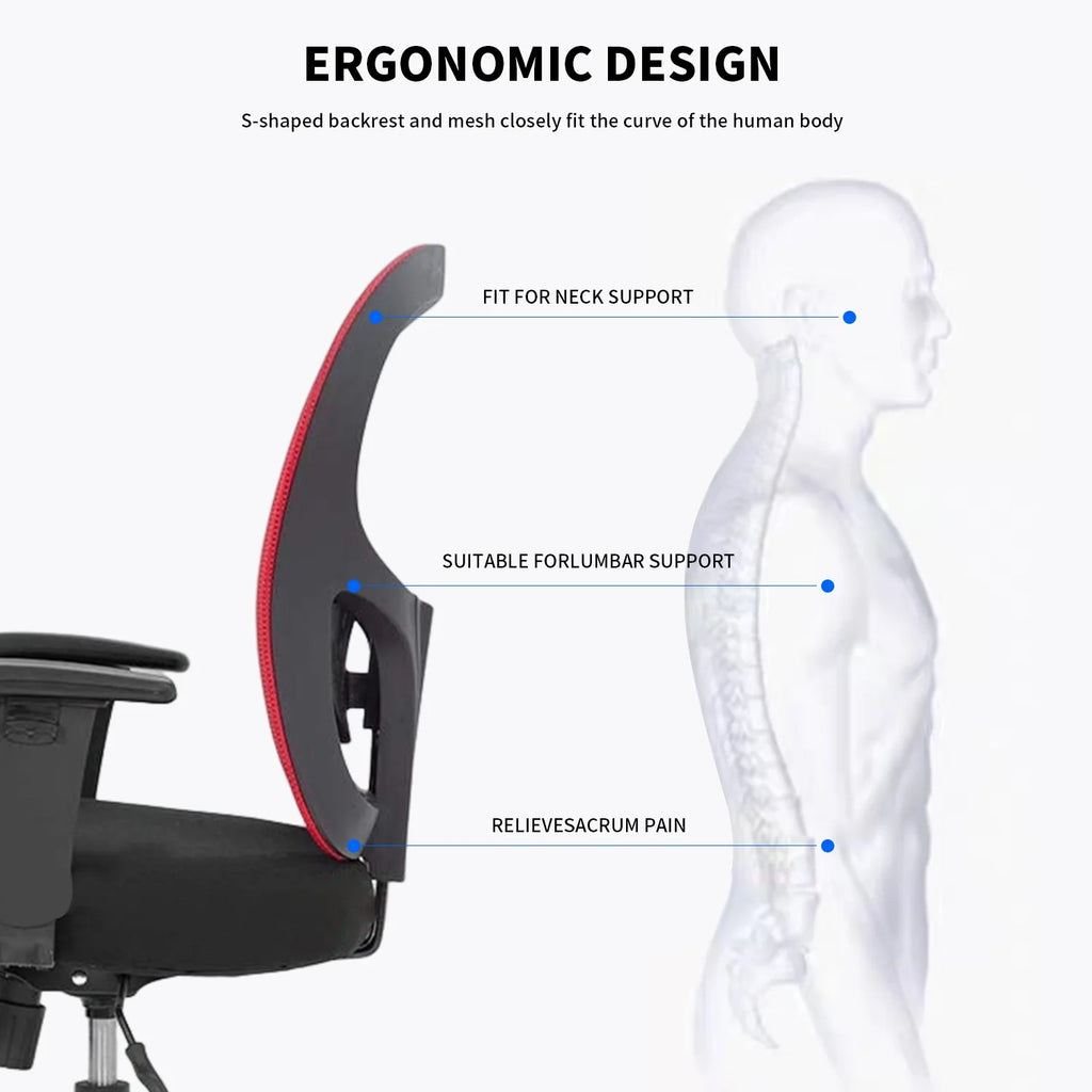 Big and Tall 400lbs Mesh Ergonomic Office Chair with Massage, Red V57146