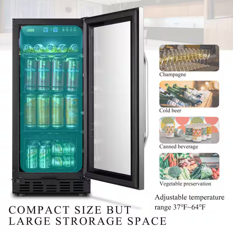 15 in. 70 Can Stainless Steel Beverage Refrigerator H420411
