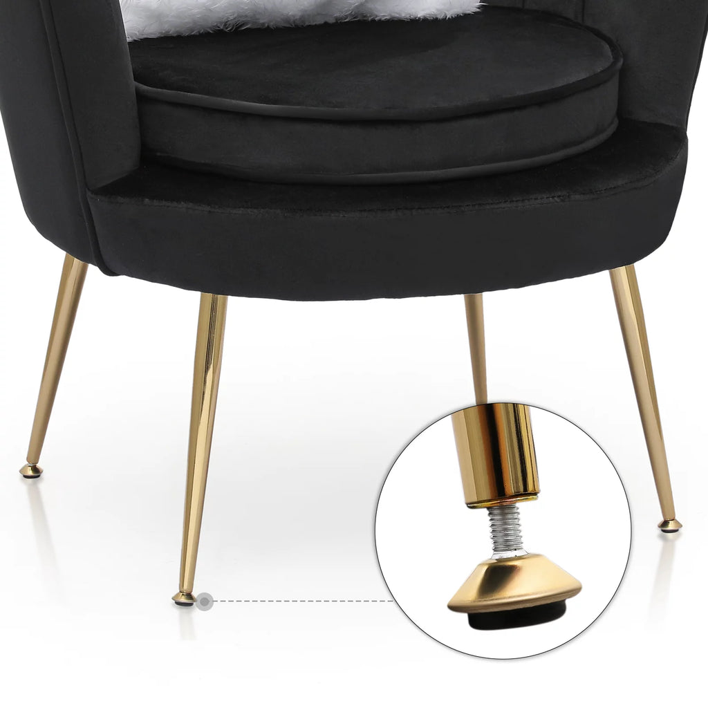 Black Velvet Tufted Accent Chair with Ottoman and Cushion V320589