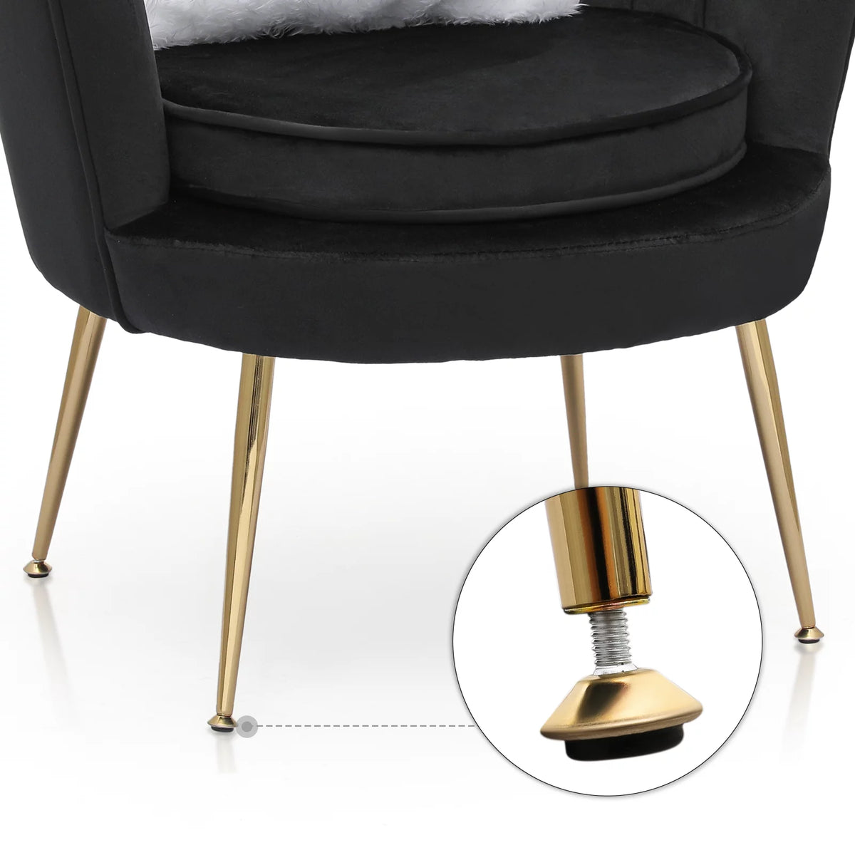 Black Velvet Tufted Accent Chair with Ottoman and Cushion V320589