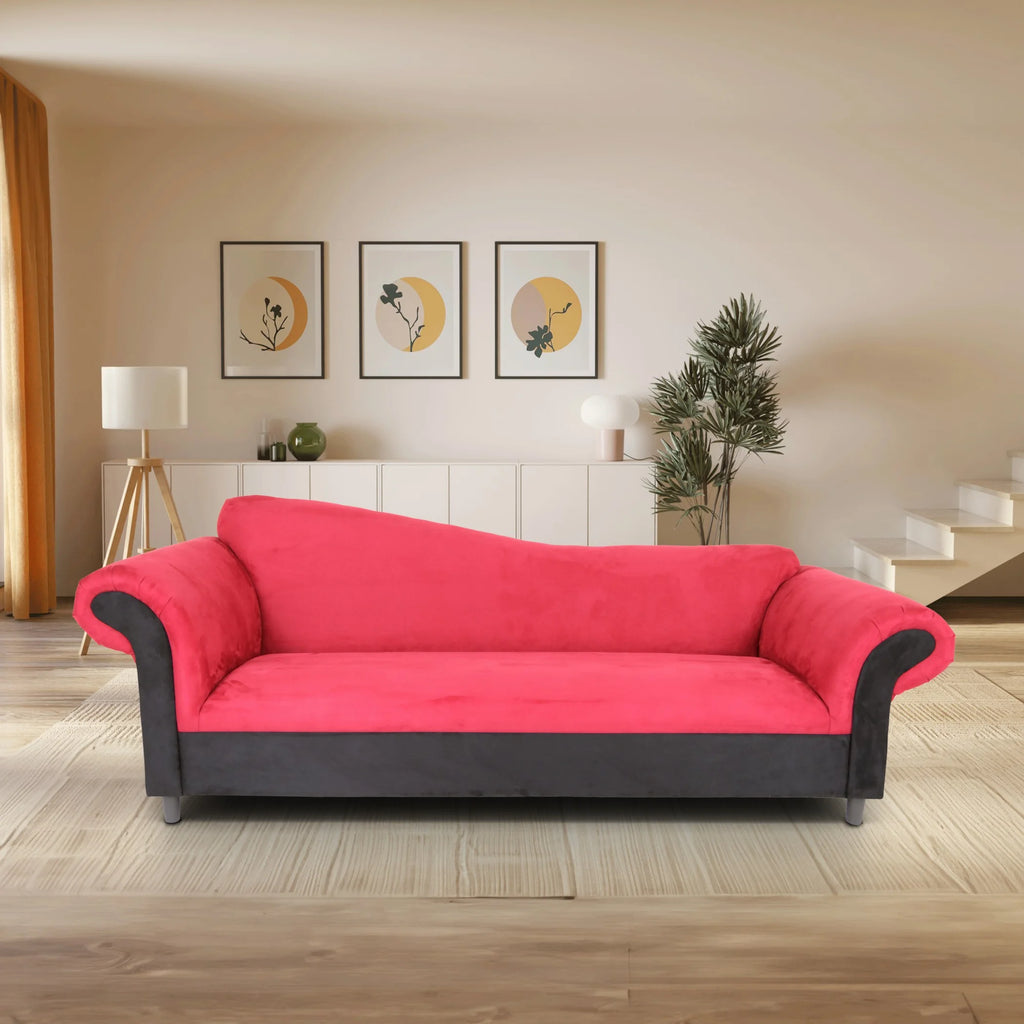 Red and Black Velvet Sofa with Solid Wood Frame B3973