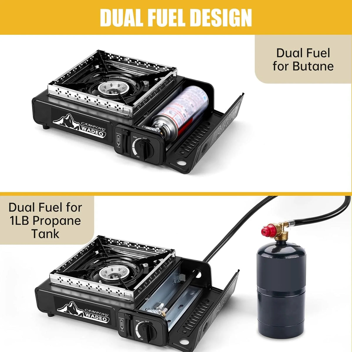 Portable Dual Fuel Camping Stove with Propane Regulator Hose S638867