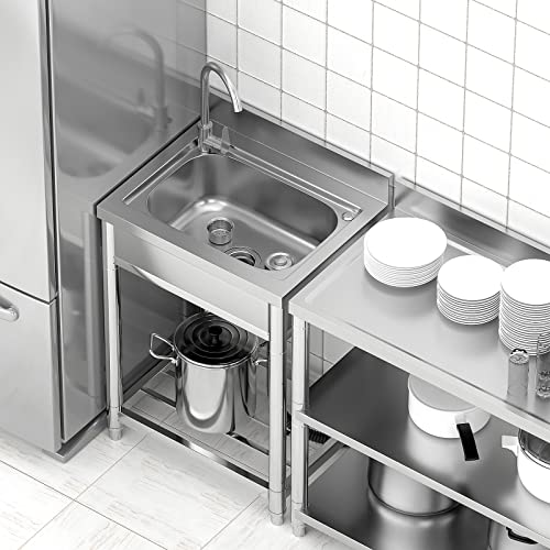 Stainless-Steel Single Bowl Kitchen Sink Set with Faucet Z4426