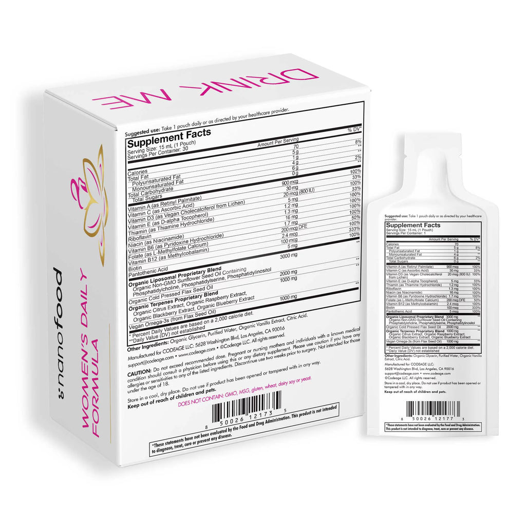 Sugar-Free Vegan Multivitamin Liquid Sachet Supplement, 30 Pouches F24939