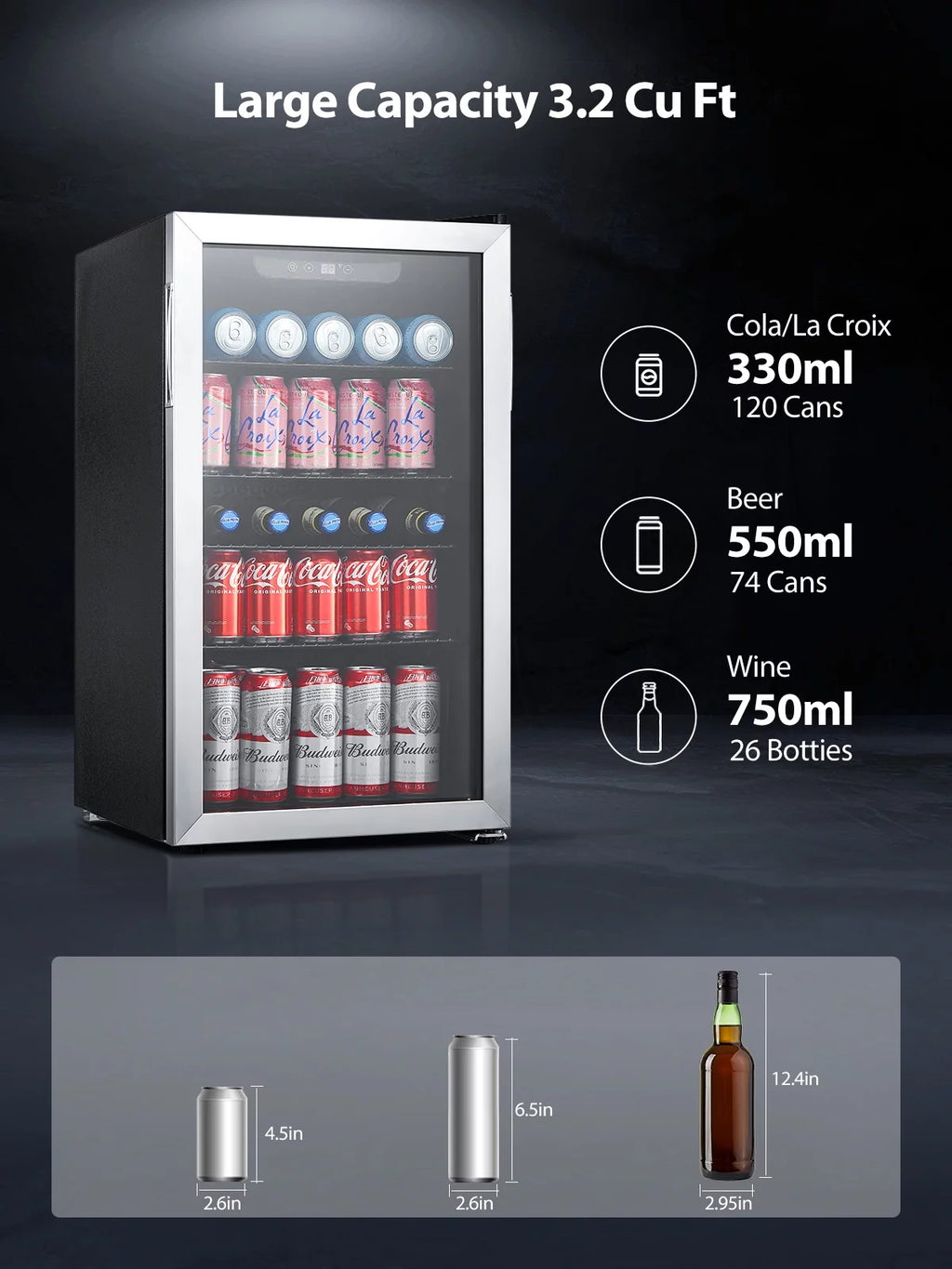 126 Can 3.2 Cu.ft Beverage Refrigerator Cooler Q5525