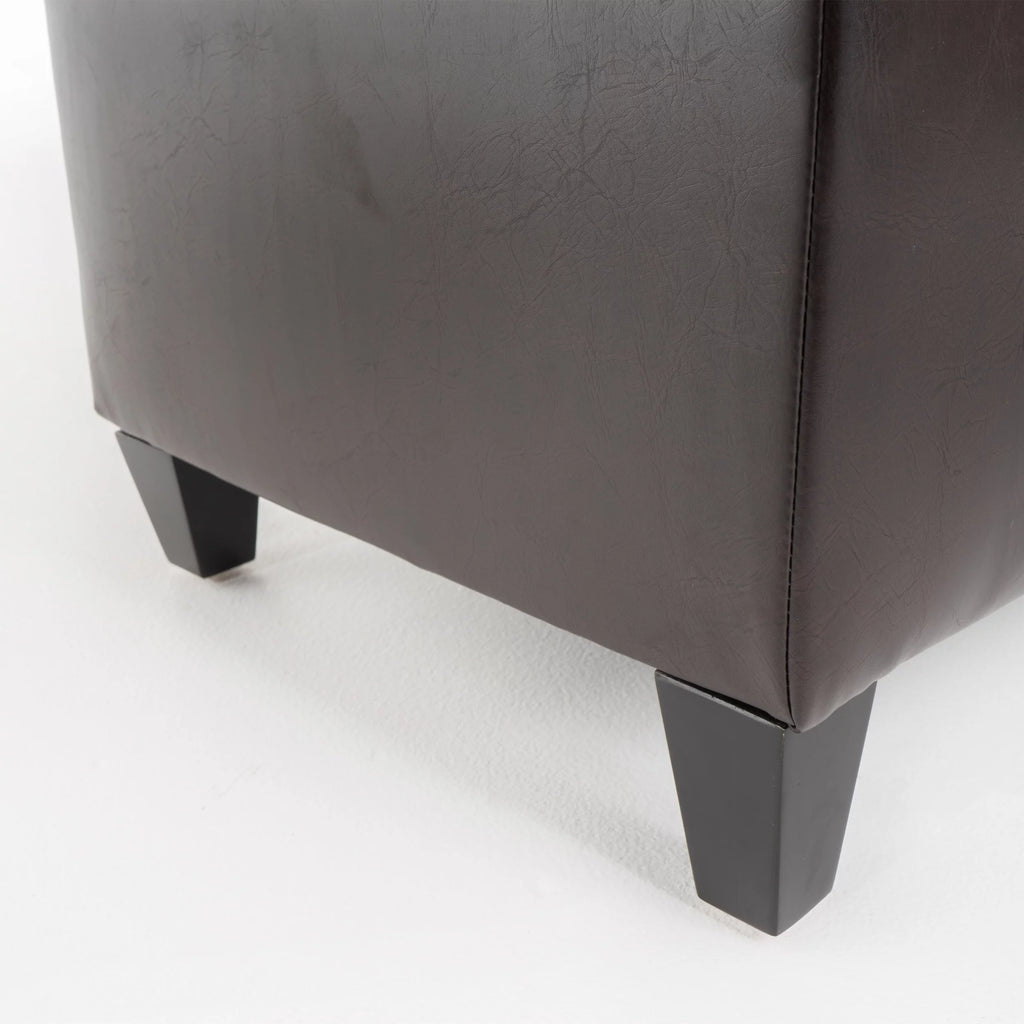 Brown Faux Leather Storage Ottoman Bench M1755
