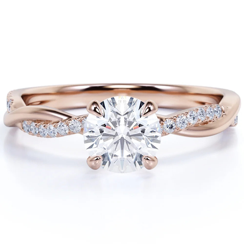 1 Carat Round Cut Moissanite Engagement Ring O348746