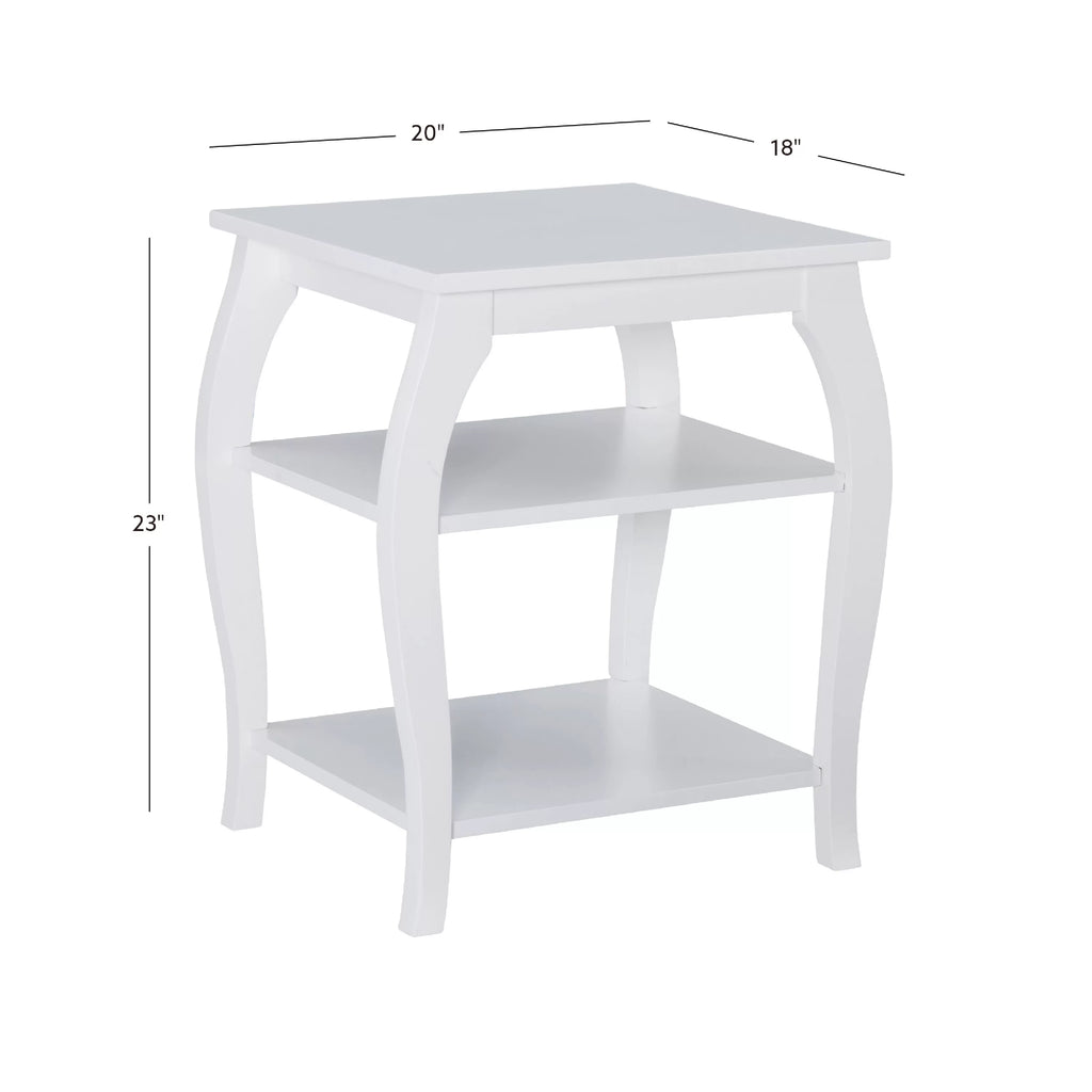 White 2 Shelf Indoor Accent Side Table J328