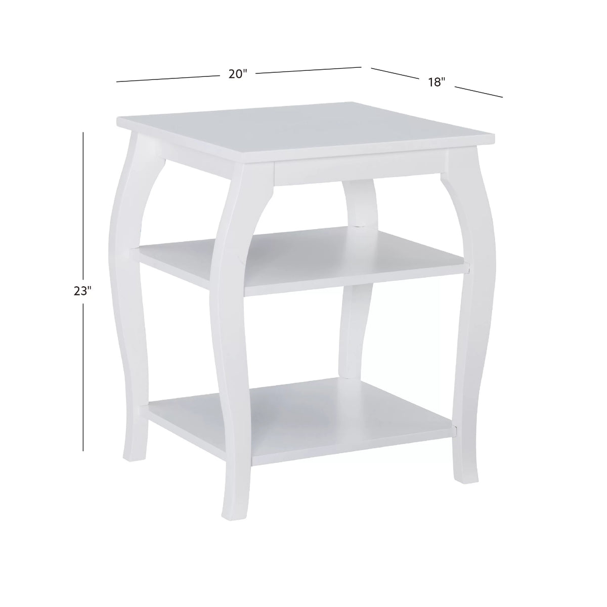 White 2 Shelf Indoor Accent Side Table J328