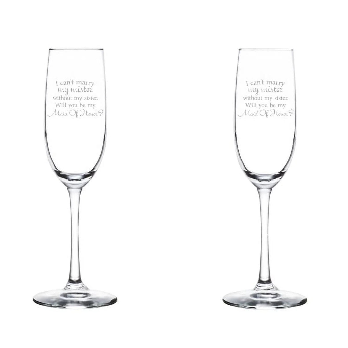 Set of 2 Glass Champagne Flutes 8 oz Stemmed Q885956