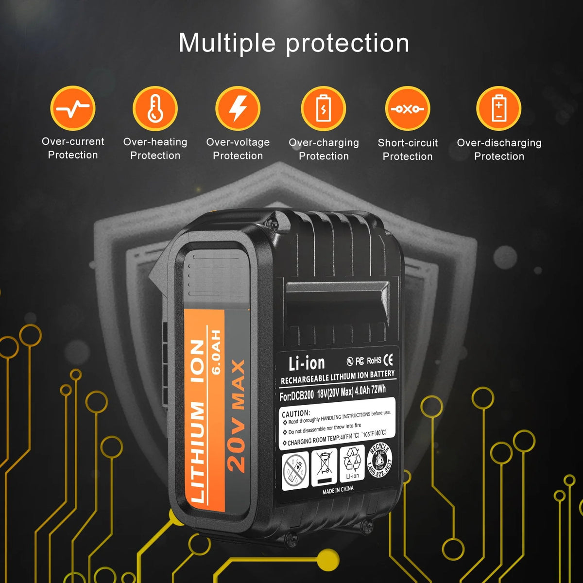 20V 6.0Ah Battery 2 Pack M408