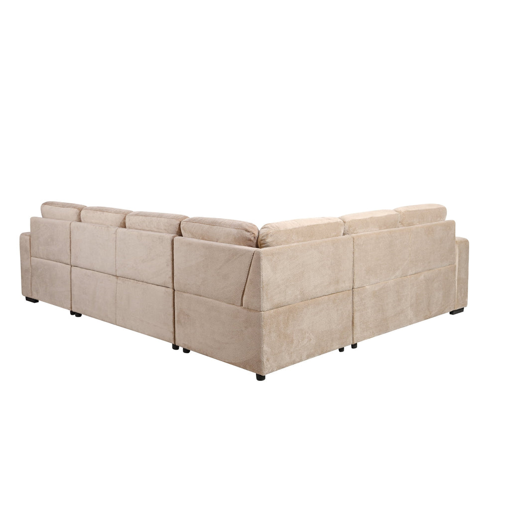 Beige Oversized U Shaped Sectional Sofa with Storage Chaise B95515
