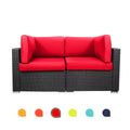 Red 2-Piece Rattan Outdoor Sofa Set Q83885