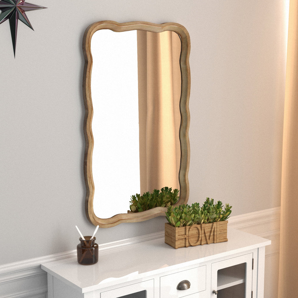 Curved Wood Frame Accent Mirror Z78618